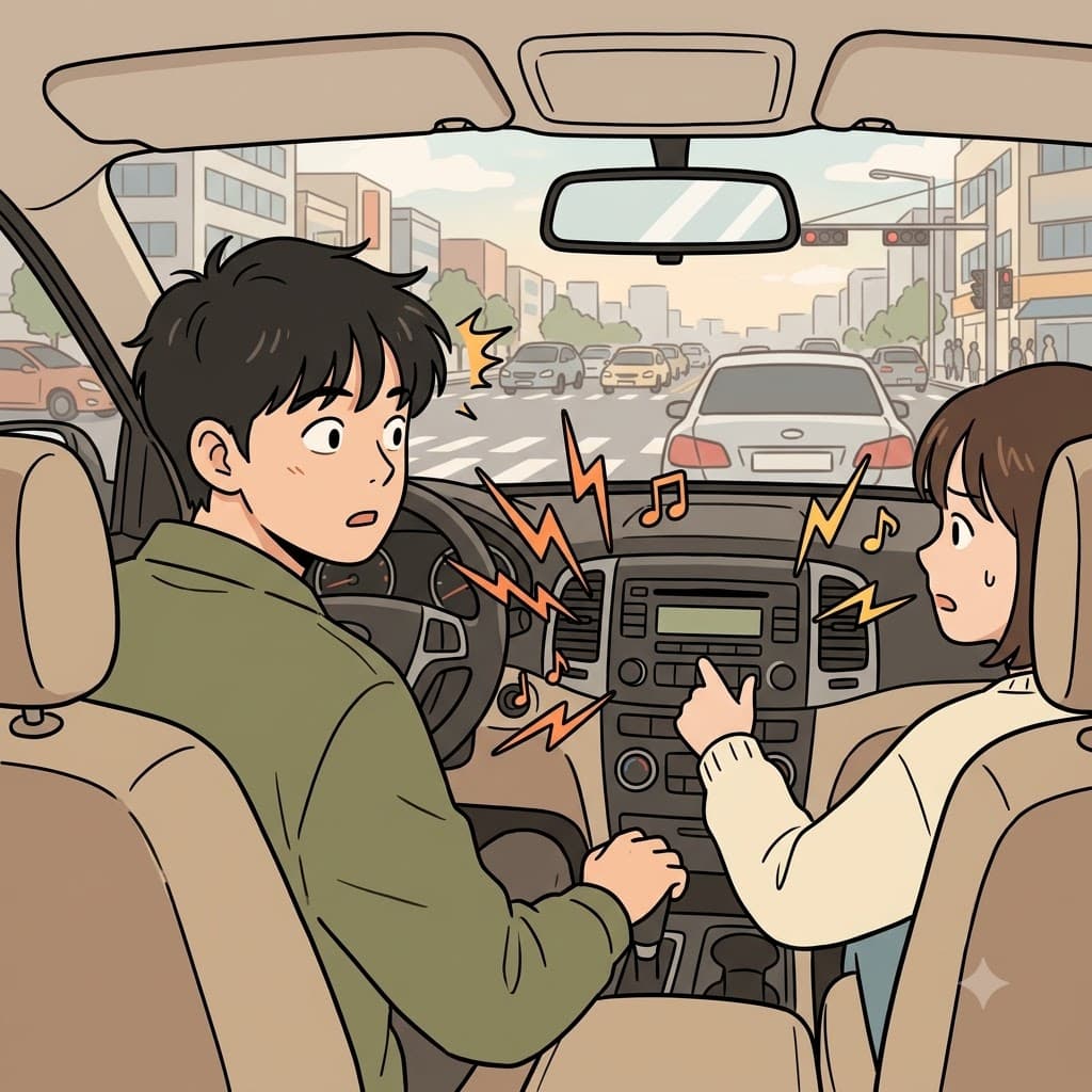 시끄러운 음악이 운전자의 주의를 산만하게 하며(distracting) 도로에 집중하기 어렵게 만들었다.