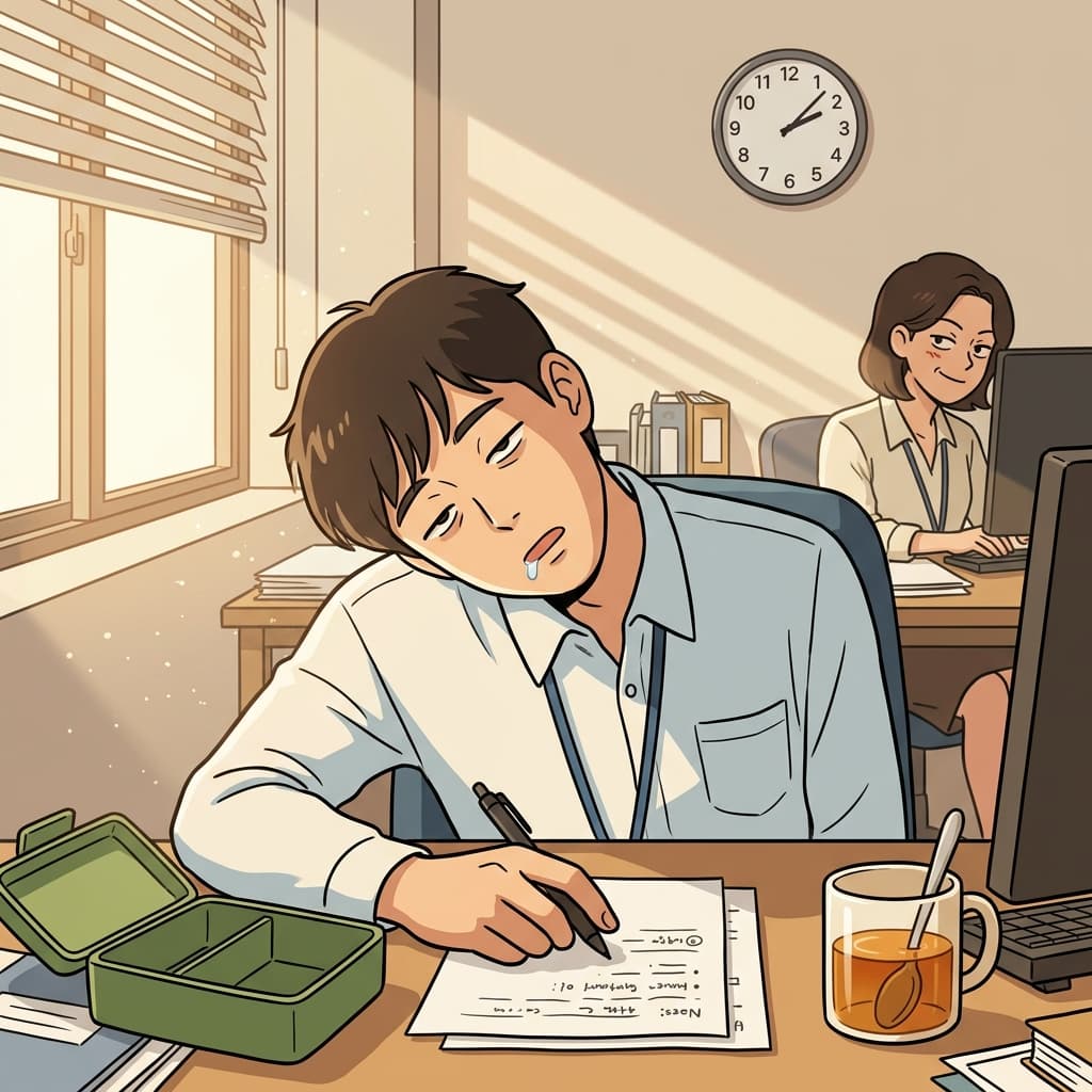 점심 먹고 나니 졸려서 눈이 자꾸 감긴다.