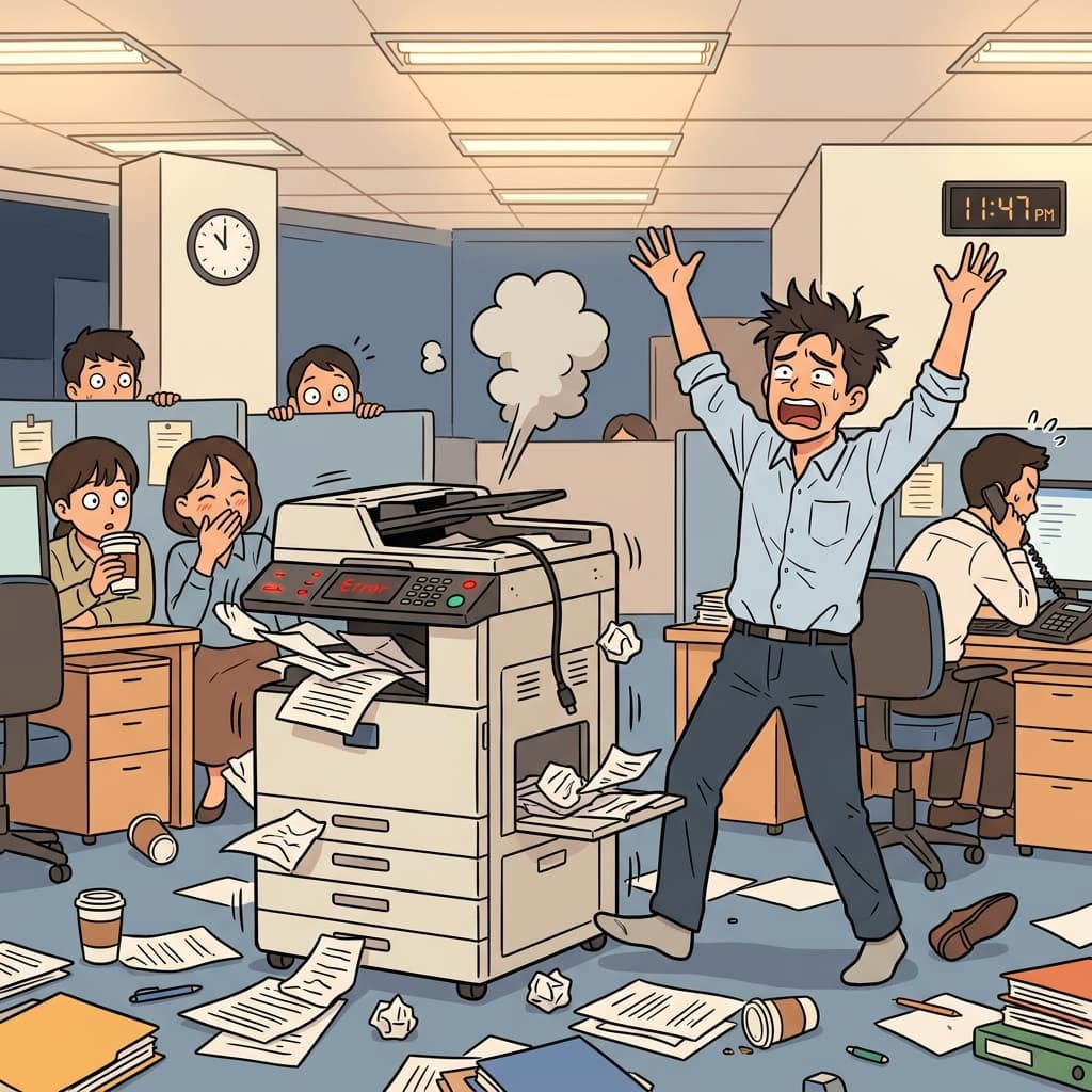 마감 직전에 프린터가 완전히 맛이 갔다.