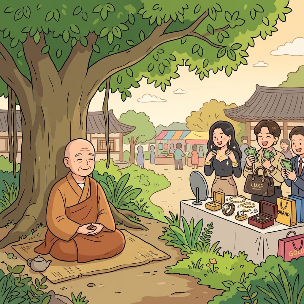 수도승은 세속의(earthly) 즐거움은 영원하지 않다고 모두에게 일깨워 주었다.
