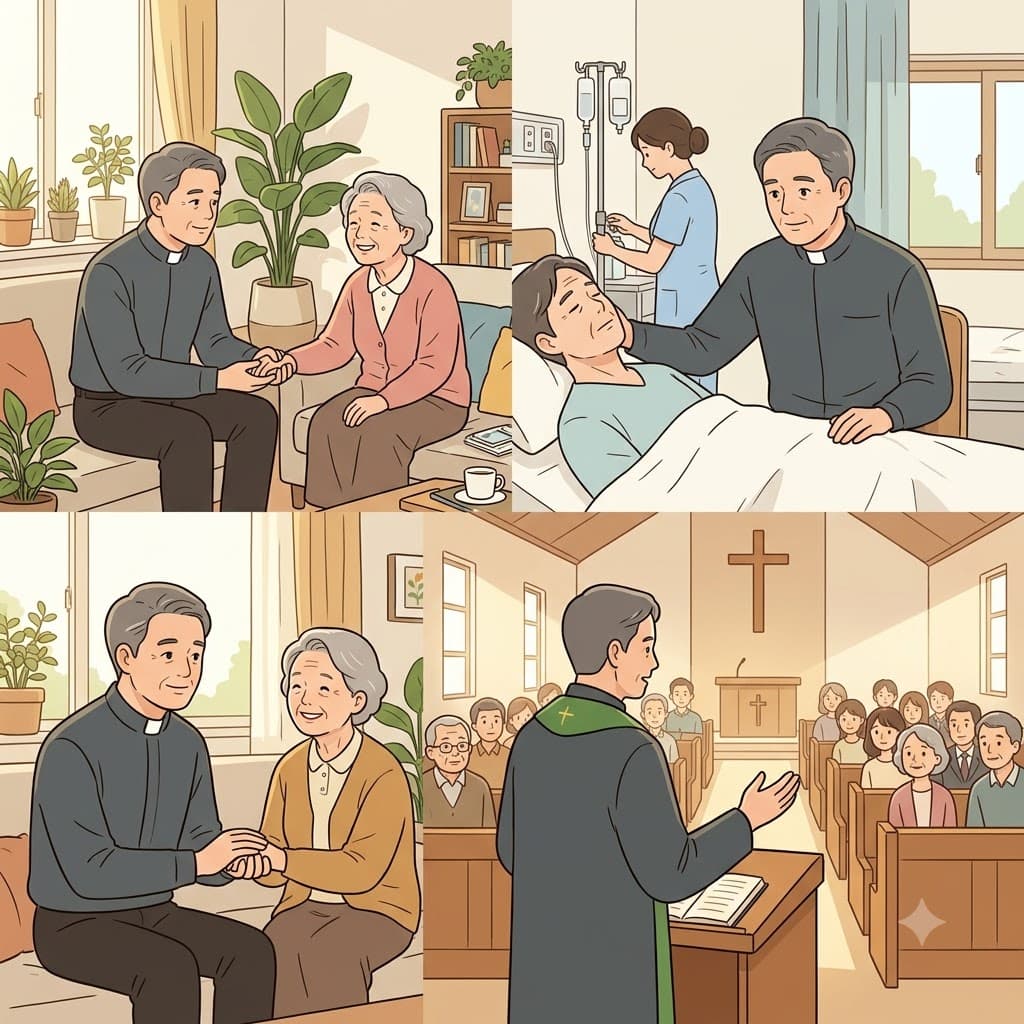 그 성직자(ecclesiastic)는 평생 교회와 사람들을 섬기는 삶을 살았다.