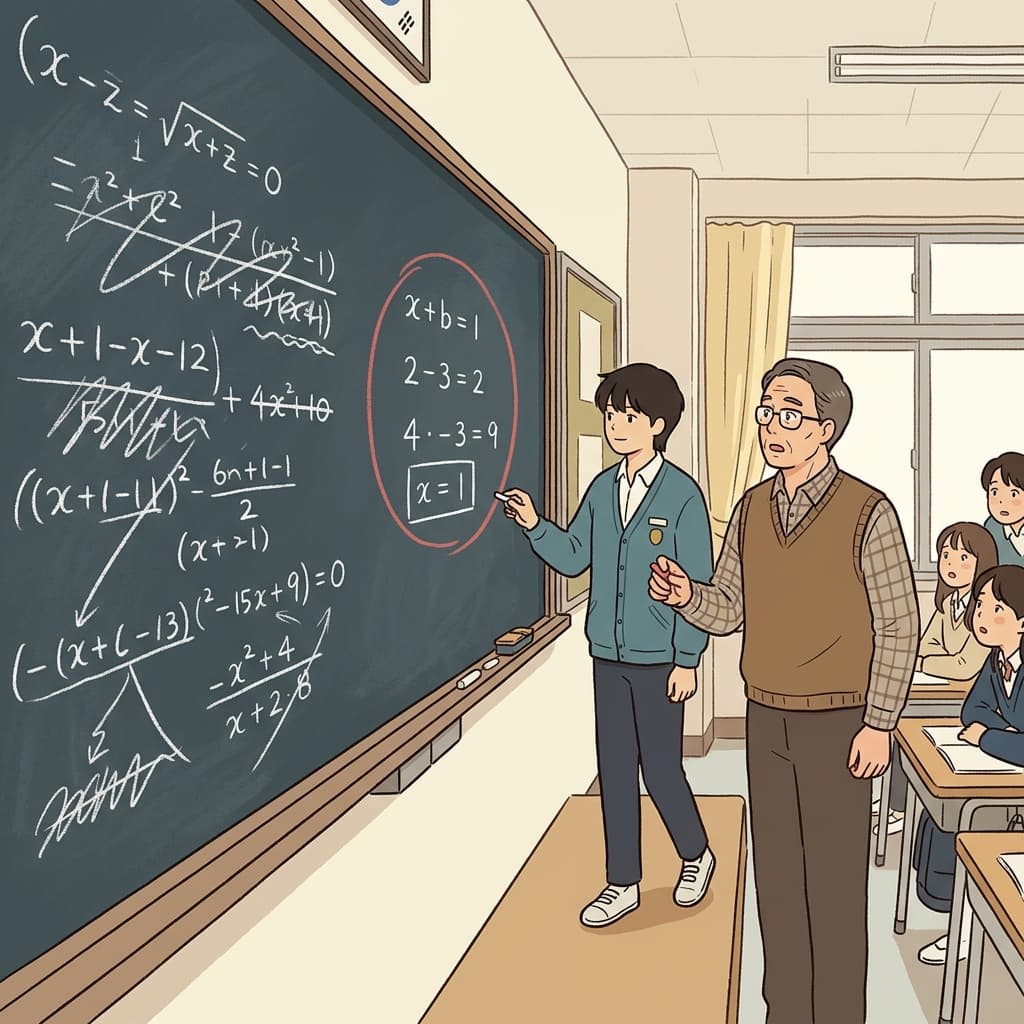 학생은 어려운 수학 문제를 우아하고 깔끔한 풀이로 해결했다. ("와, 정말 우아한 풀이네!")