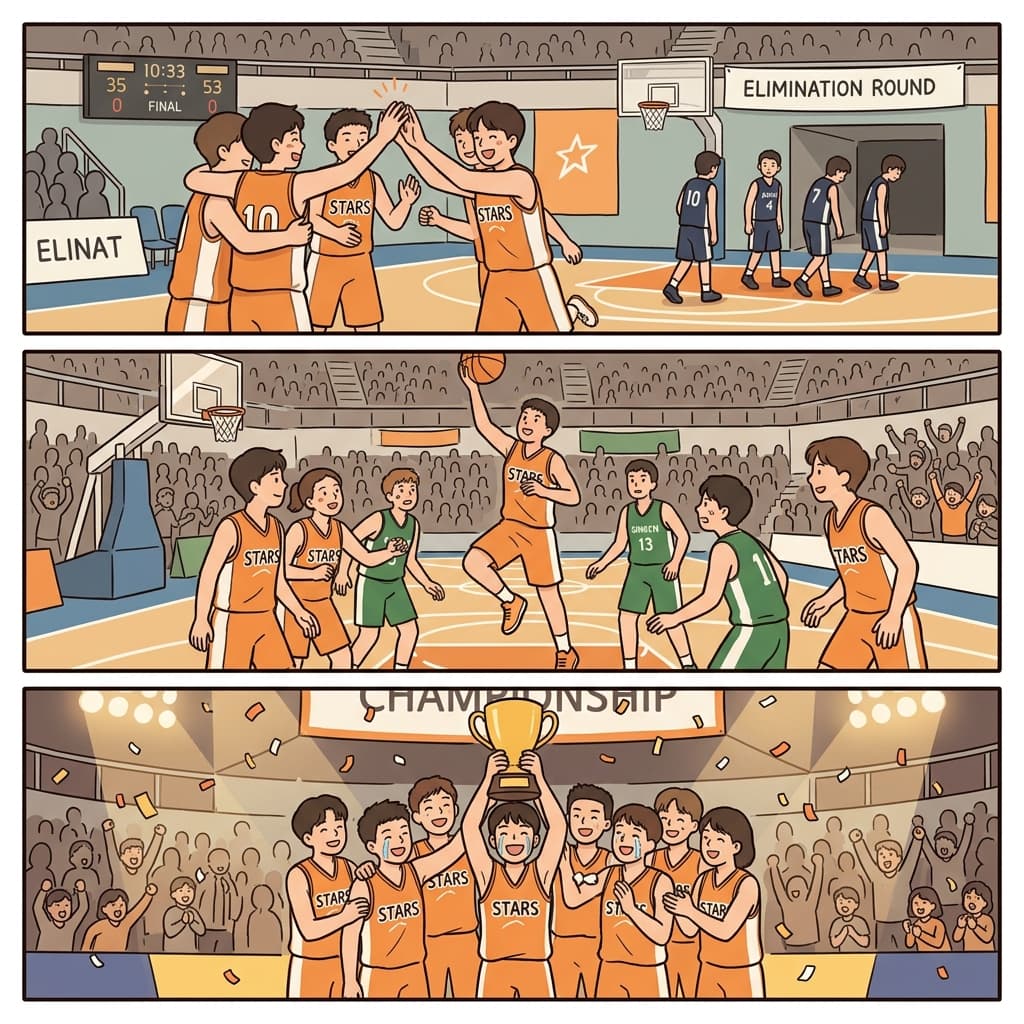 팀은 모든 상대를 탈락시키며 압도적인 경기를 펼쳤고, 마지막에는 우승을 함께 축하했다.