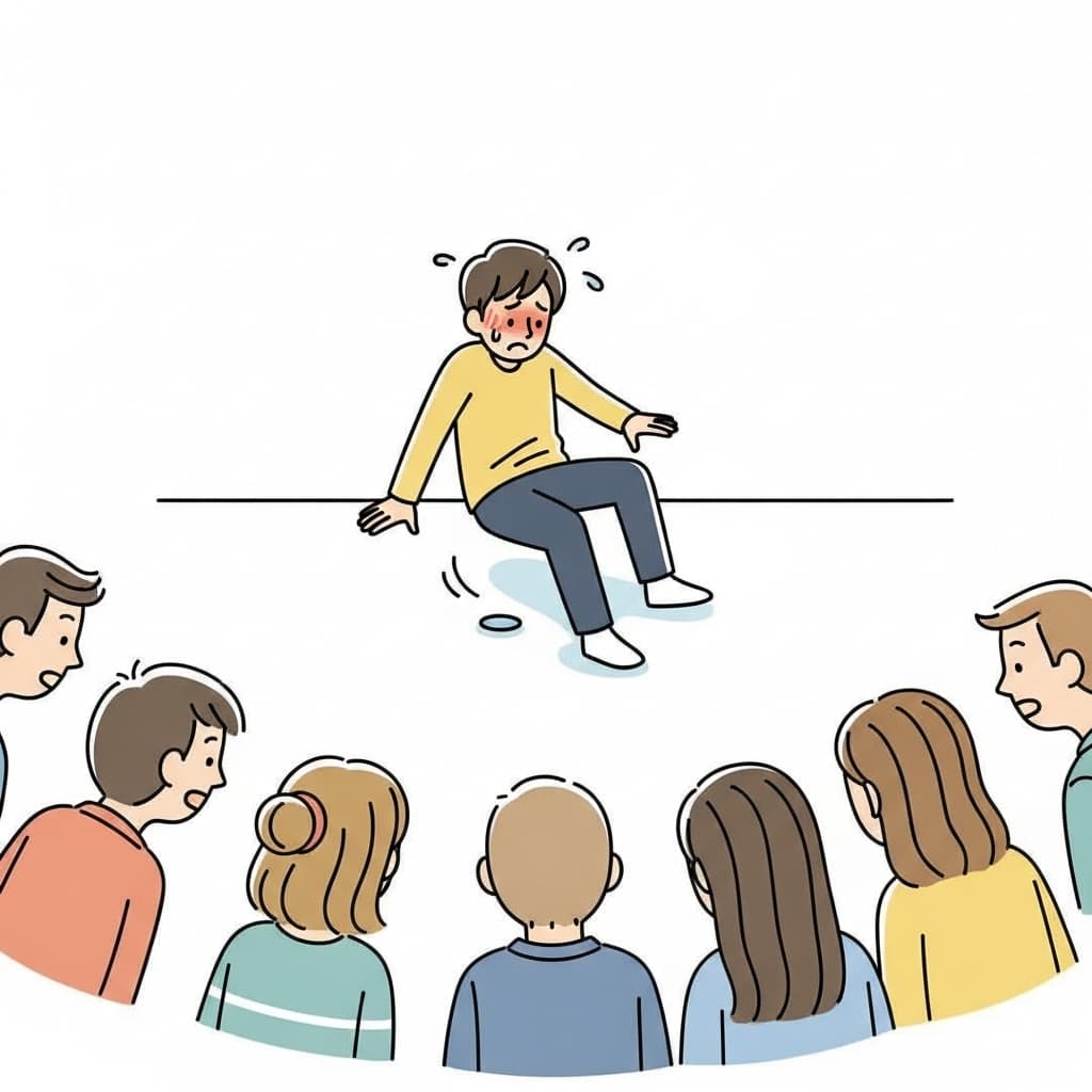 “엠! 봐라쓰!” 사람들이 다 쳐다봐서 창피하다