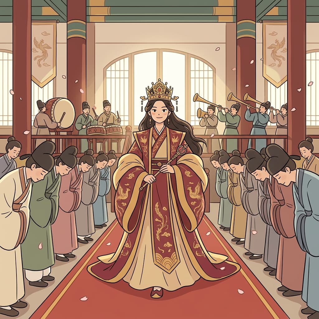여황제는 당당하게 대규모 의식을 이끌었다. (Emperor의 여자 버전이 Empress)