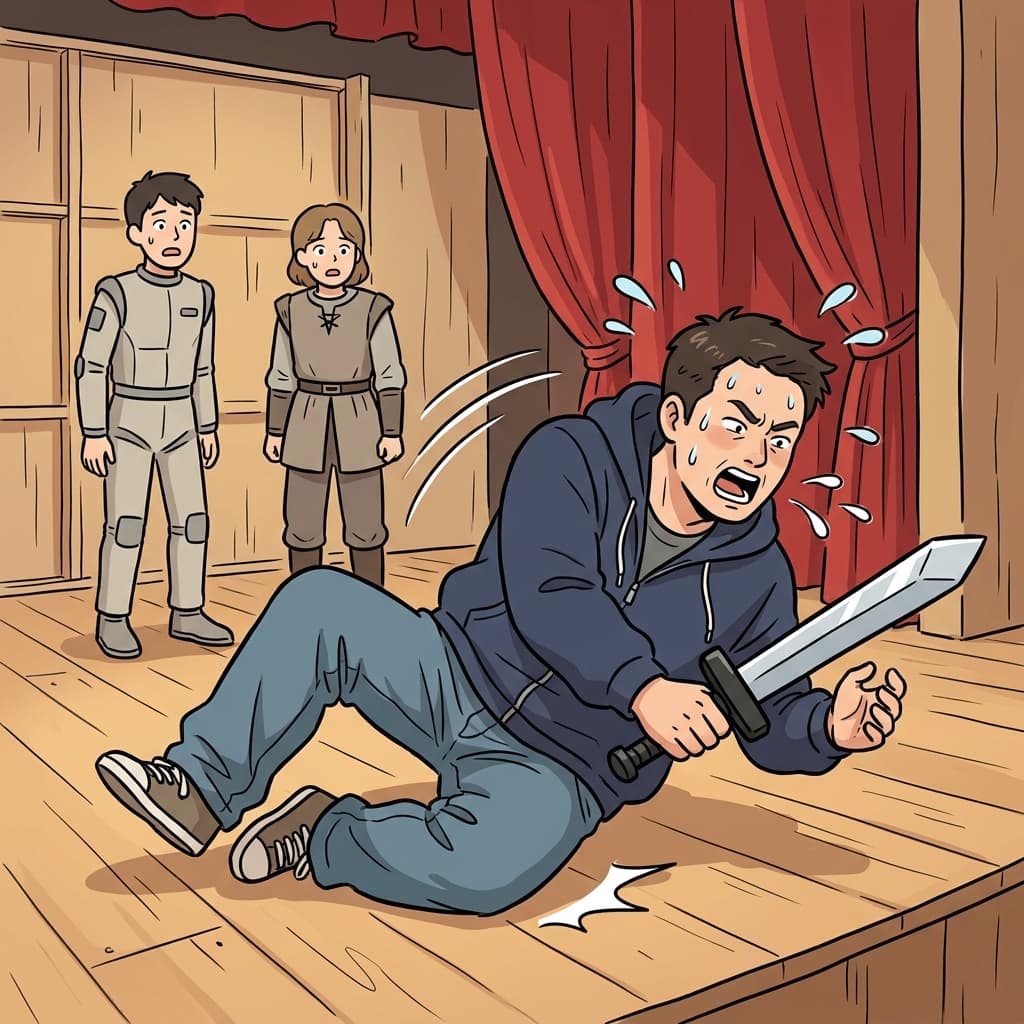 감독은 직접 무대를 뒹굴며 장면을 연기했고, 그의 열정적인 상연(enactment)은 모두를 놀라게 했다. (인액트먼트 → "인(人) 액트(act) 먼트!")