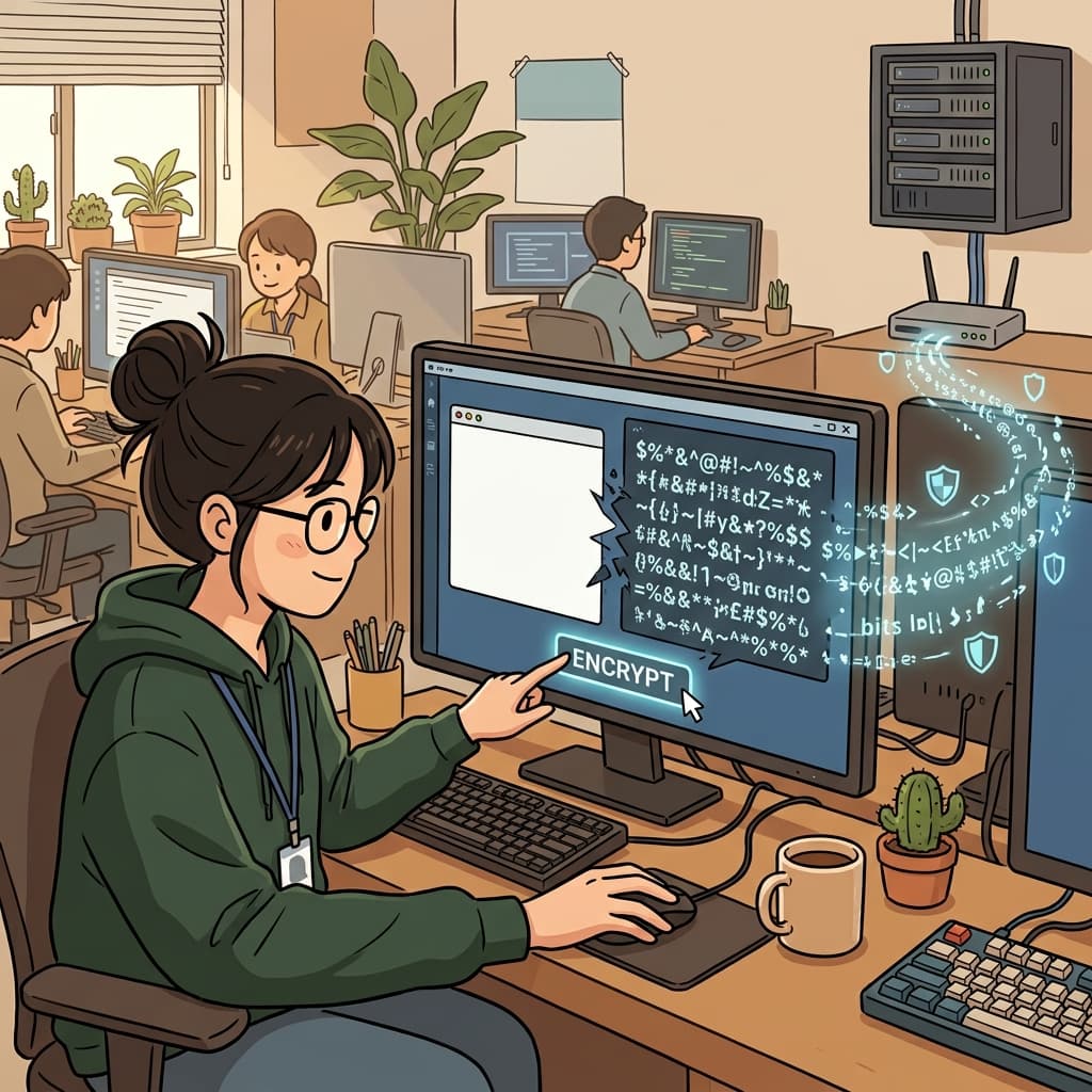 프로그래머는 온라인으로 보내기 전에 비밀 메시지를 암호화했다.