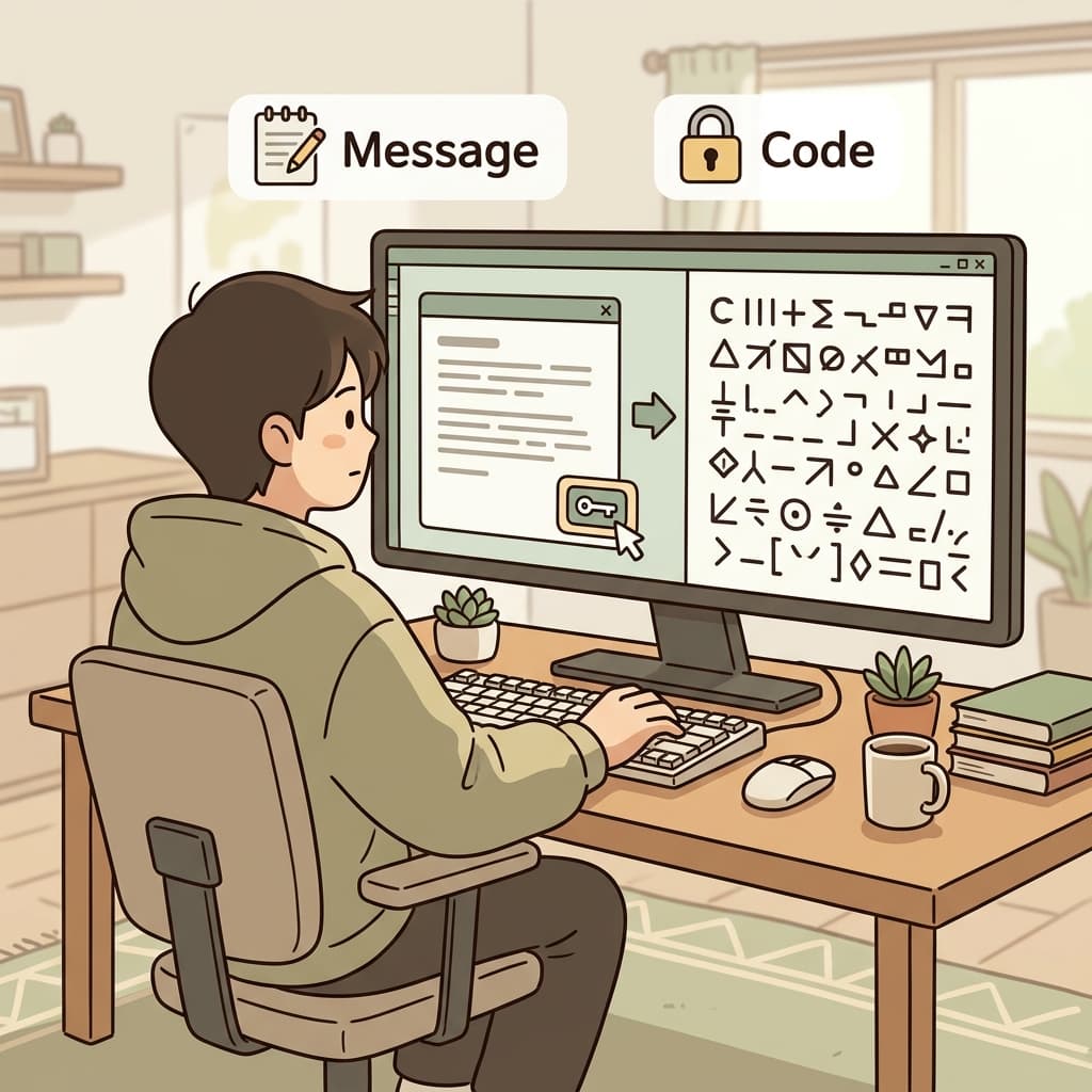 컴퓨터는 메시지를 비밀 코드로 부호화했다.