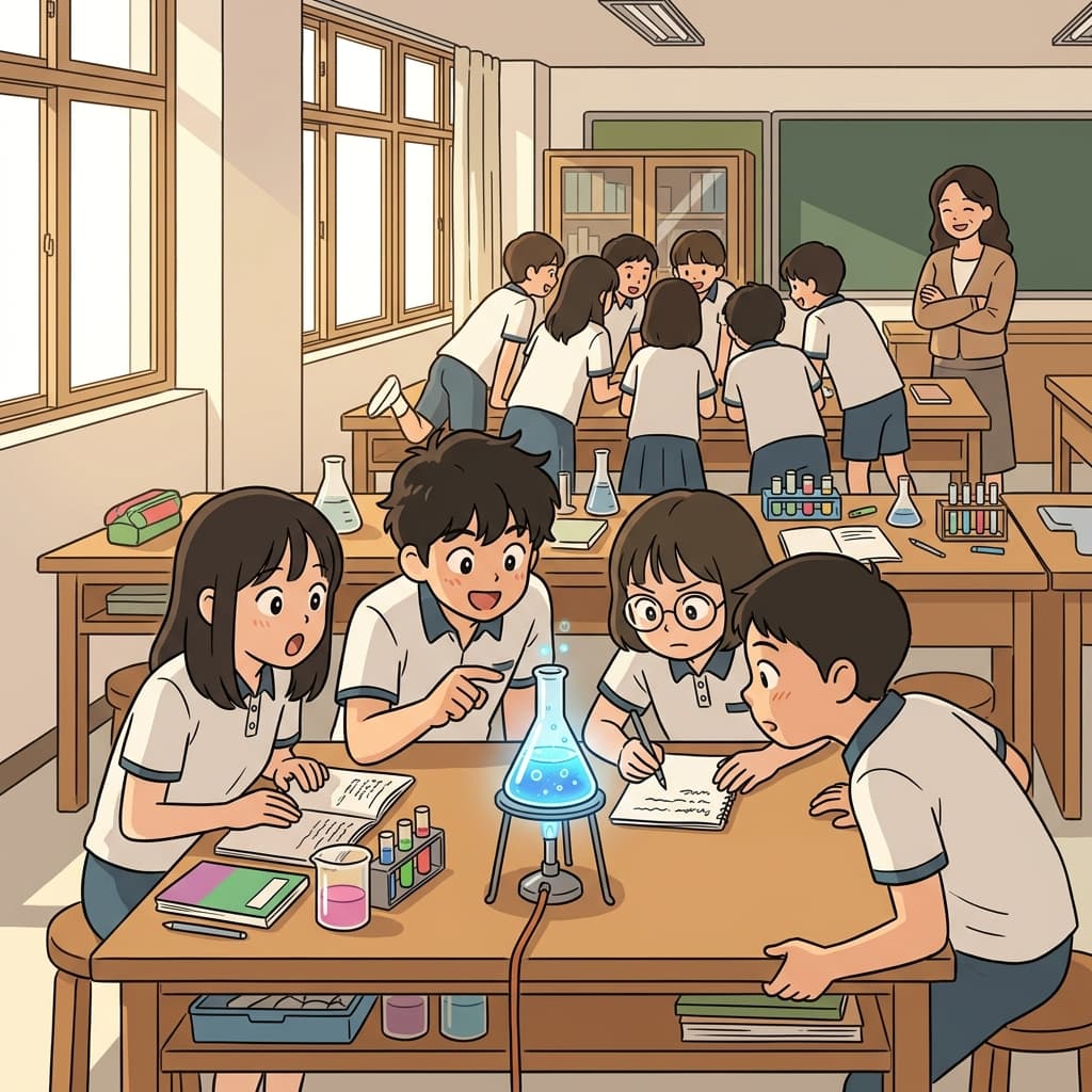 아이들이 실험에 완전히 빠져서 눈을 못 뗀다.