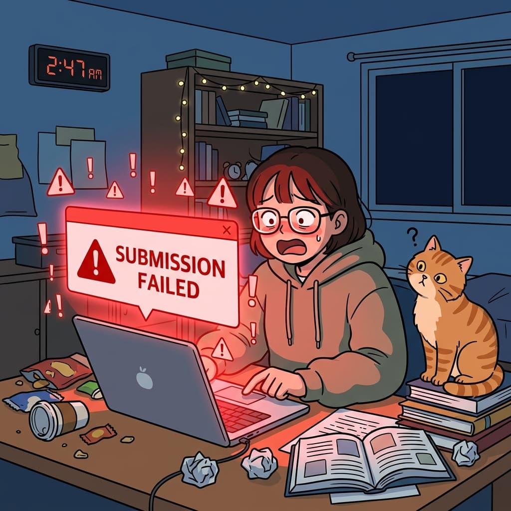 과제 제출 누르자마자 빨간 에러 메시지가 떴다.