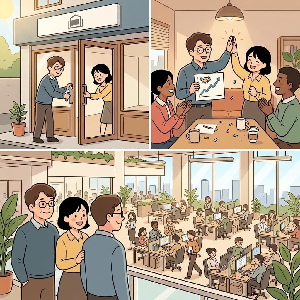 회사의 설립은 성장으로 이어졌고, 수많은 성과를 이루었다.