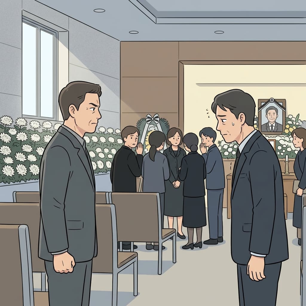 오랜 세월 등 돌렸던 형제가 아버지 장례식장에서 마주쳤다.
