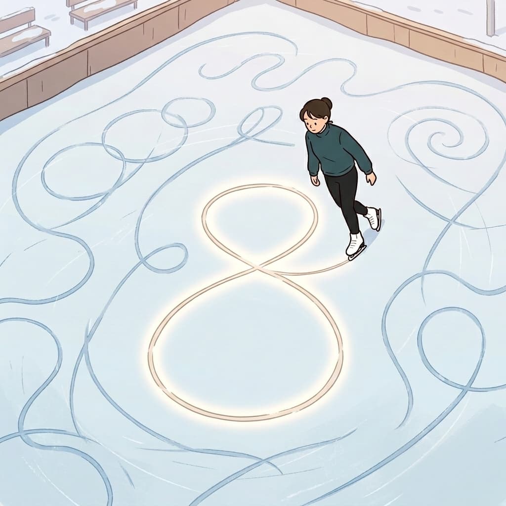 피겨스케이터는 얼음 위에 피겨를 새긴다 — 도형, 숫자, 그 단어 자체를. (피겨스케이팅(figure skating) = 얼음 위에 도형/숫자를 그리는 스케이팅)