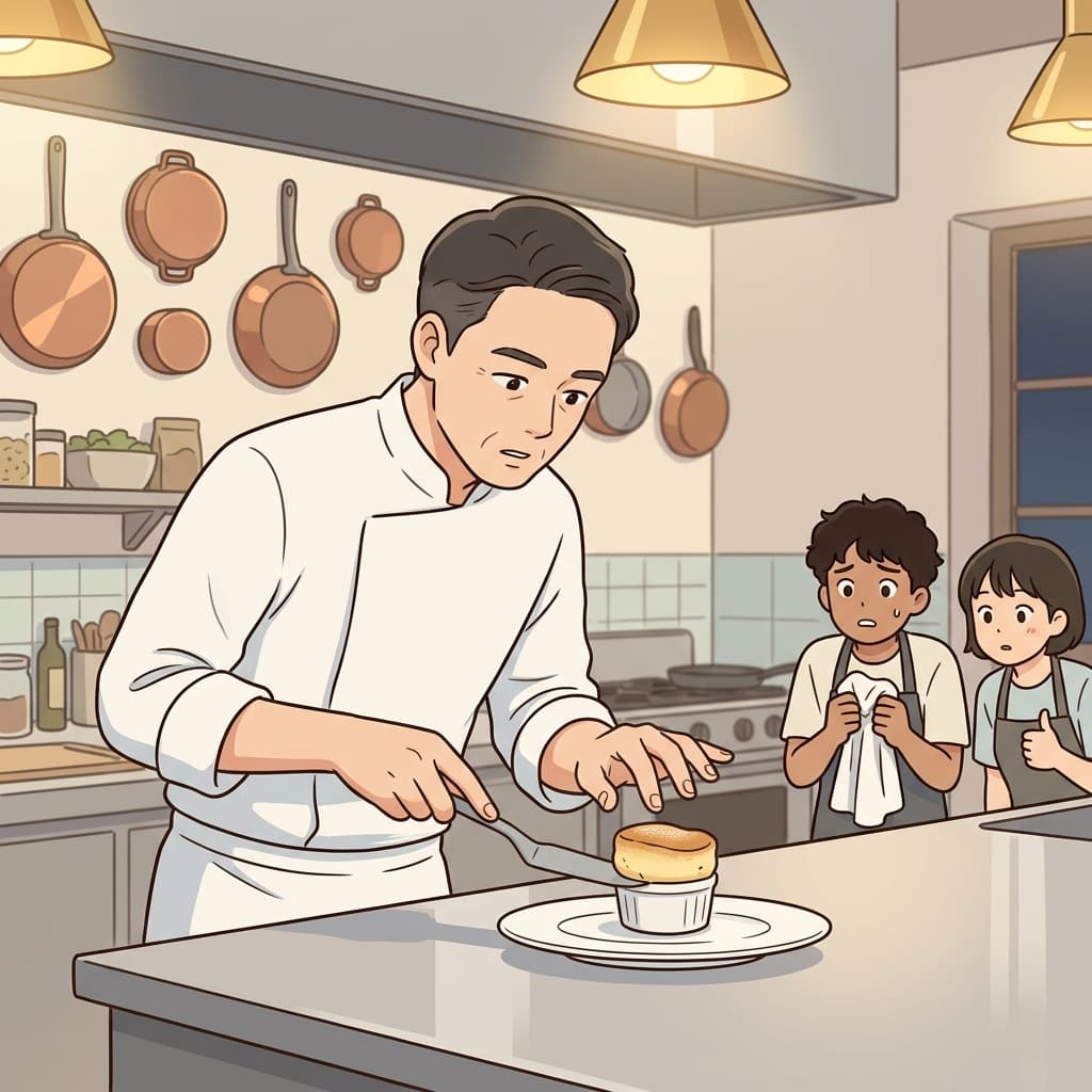셰프가 아슬아슬한 수플레를 섬세하게 다뤄냈다.