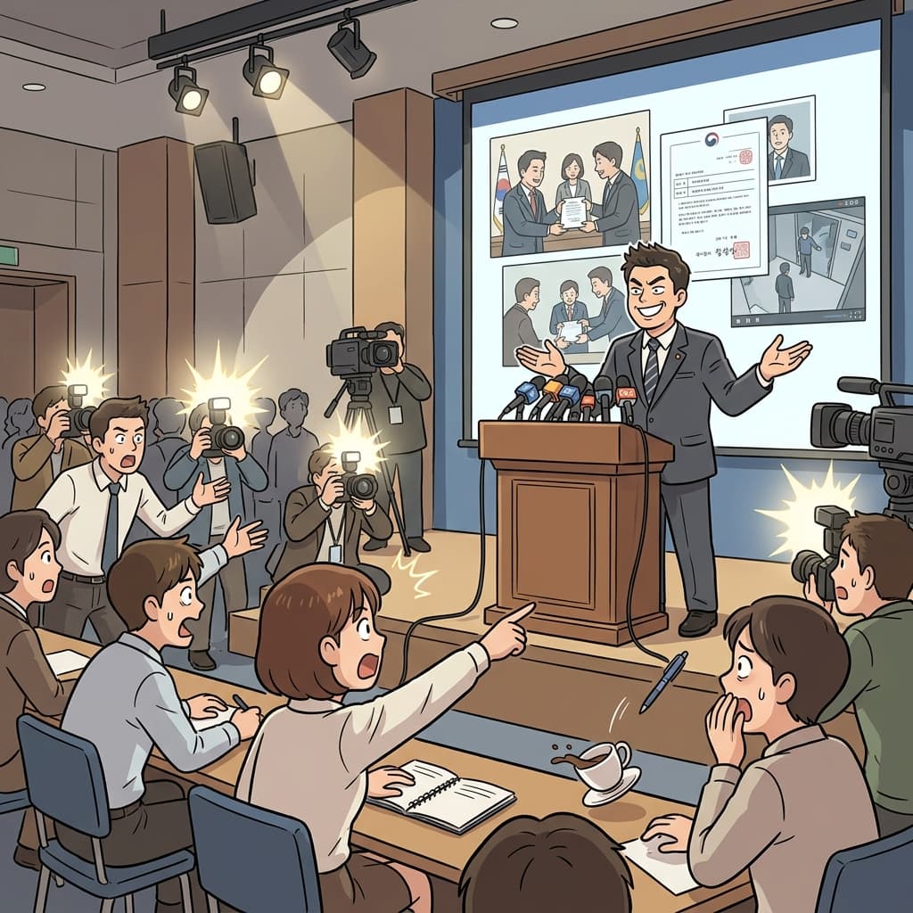 기자회견에서 대놓고 거짓말을 하는 정치인에 기자들이 경악했다.