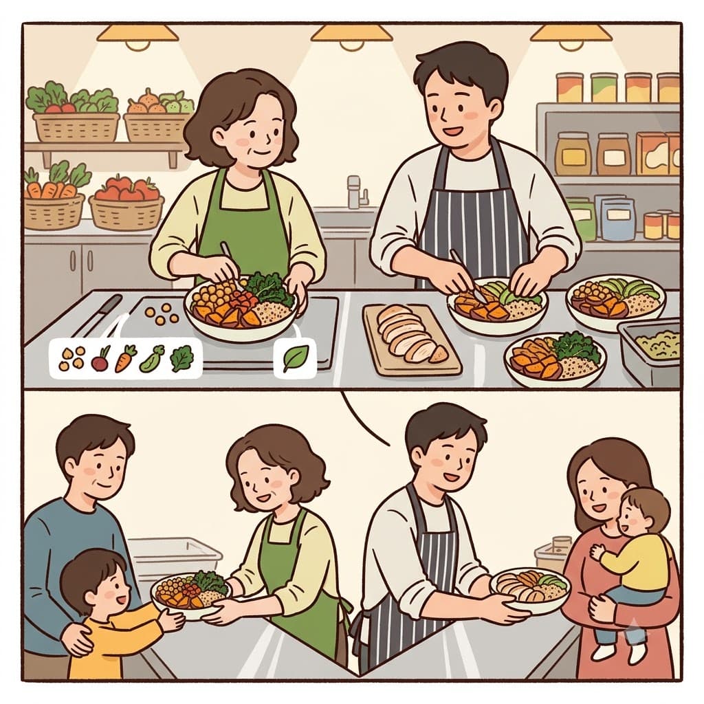 그 채식주의자는 유연한 채식주의자가 되었고, 두 사람은 모두 인도주의 프로젝트에 참여해 가족들에게 건강한 식사를 제공했다.