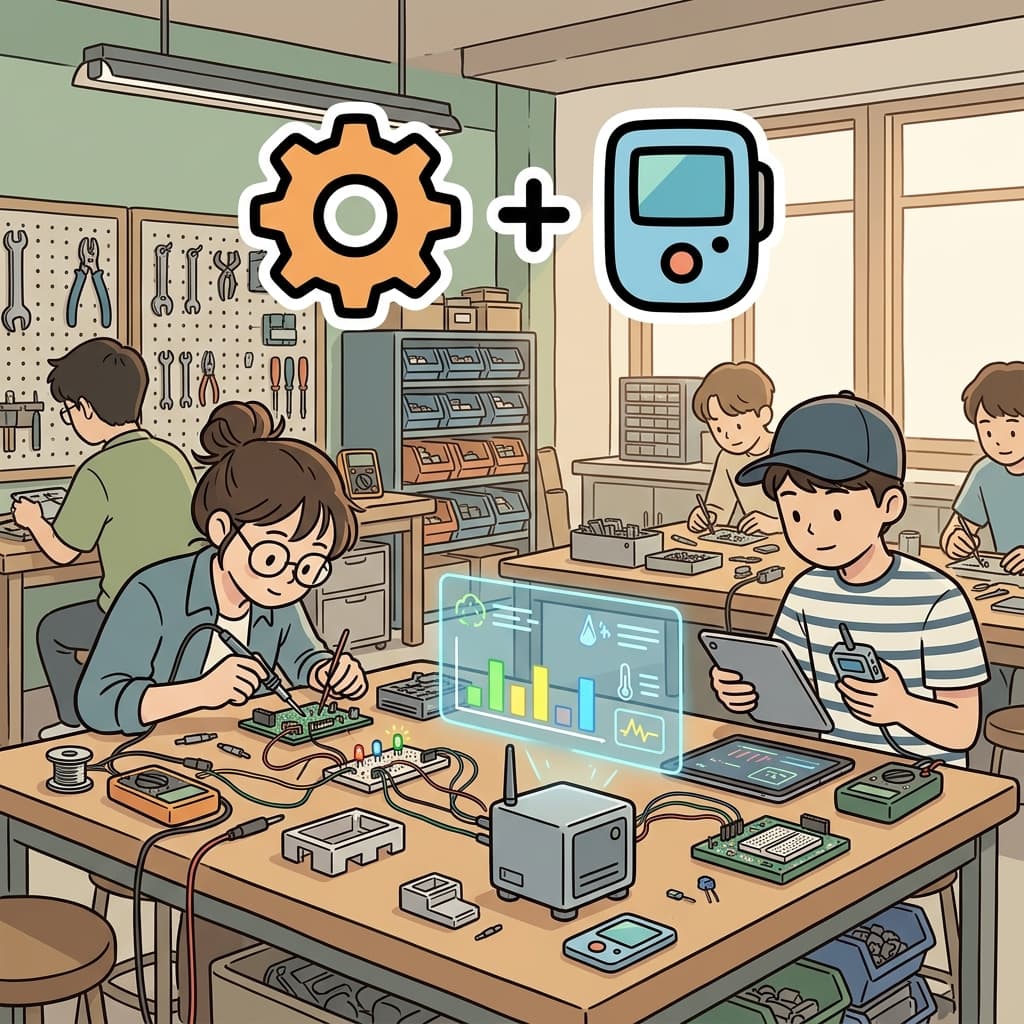 그 엔지니어는 공기 질을 자동으로 측정할 수 있는 작은 기기를 설계했다.