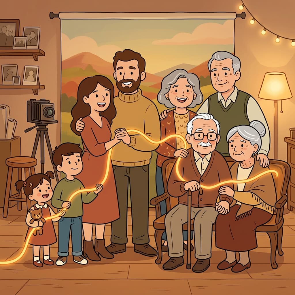 그 가족은 4세대가 함께 가족사진을 찍었다. (제너레이션 → “자녀(generation)를 낳아 다음 세대를 만드는 느낌”)