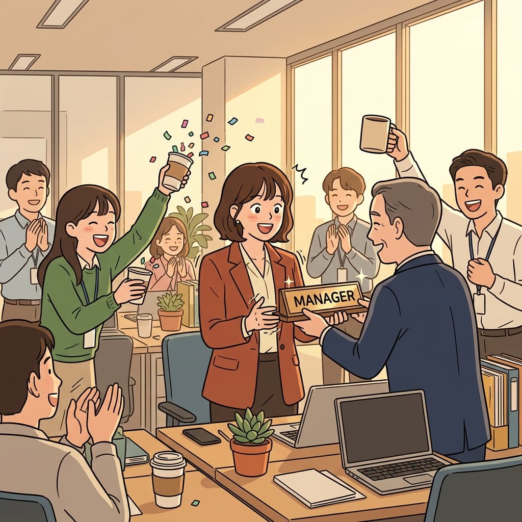 십 년을 버틴 끝에 드디어 매니저로 승진했다.