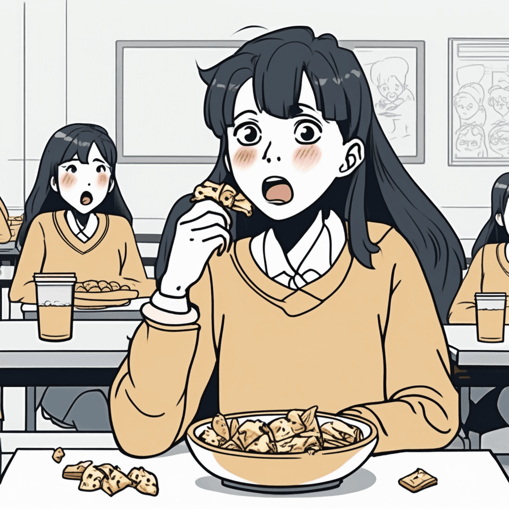 몰래 과자 먹다가 들킬 뻔했는데... 것 어? 웨이! 정말 이래도 되는 거야?