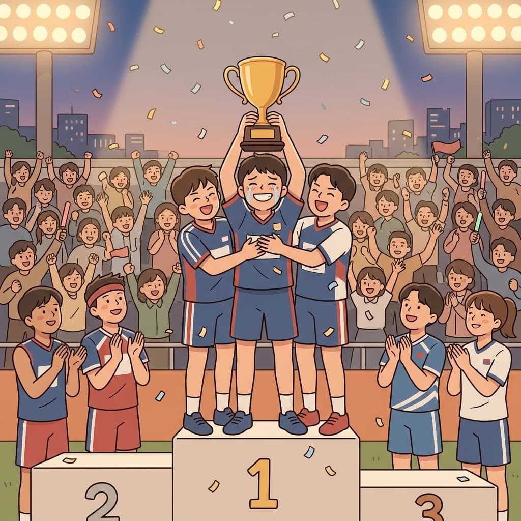 선수들은 우승을 차지하며 영광을 얻었다.