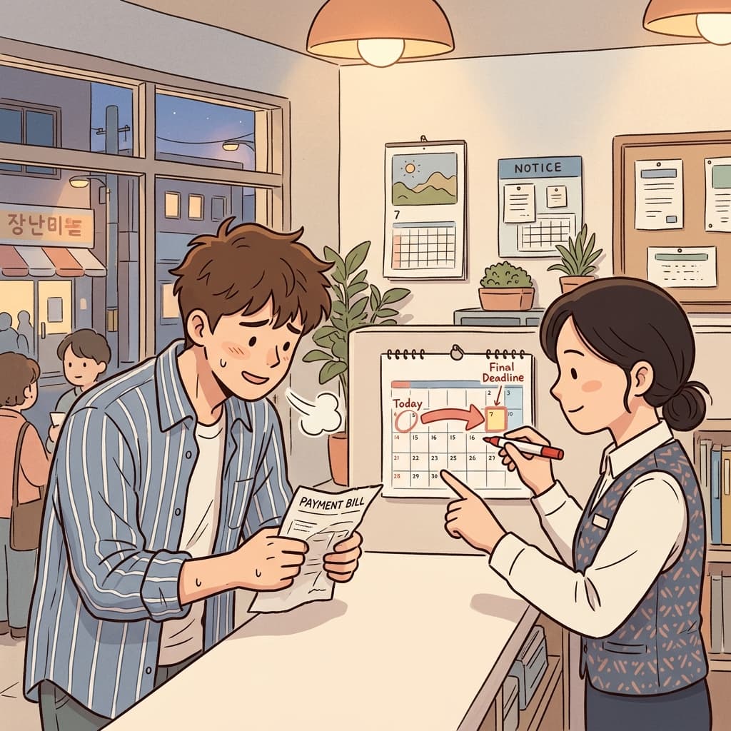 은행이 연체료 부과 전에 며칠 여유를 줬다.