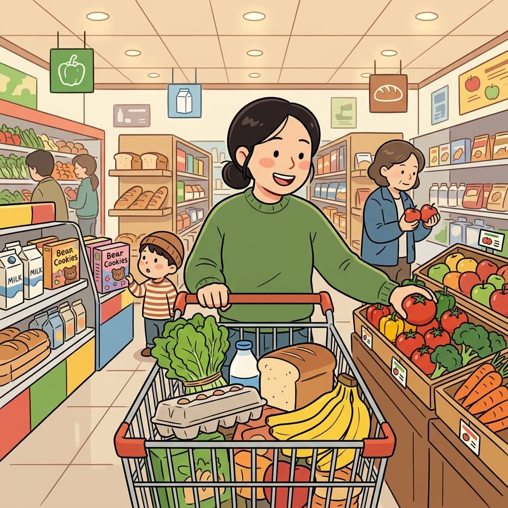 일주일치 장을 보러 마트에 갔다.