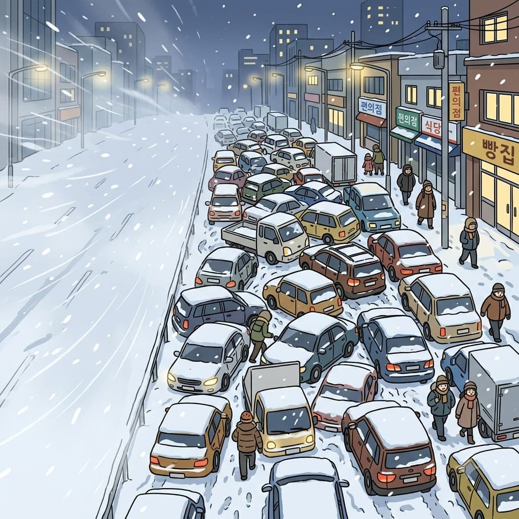 거센 눈보라(blizzard)가 몰아치자, 당황한 운전자들은 거리에 차를 완전히 무계획적이고 엉망으로(haphazard) 버려두었다.