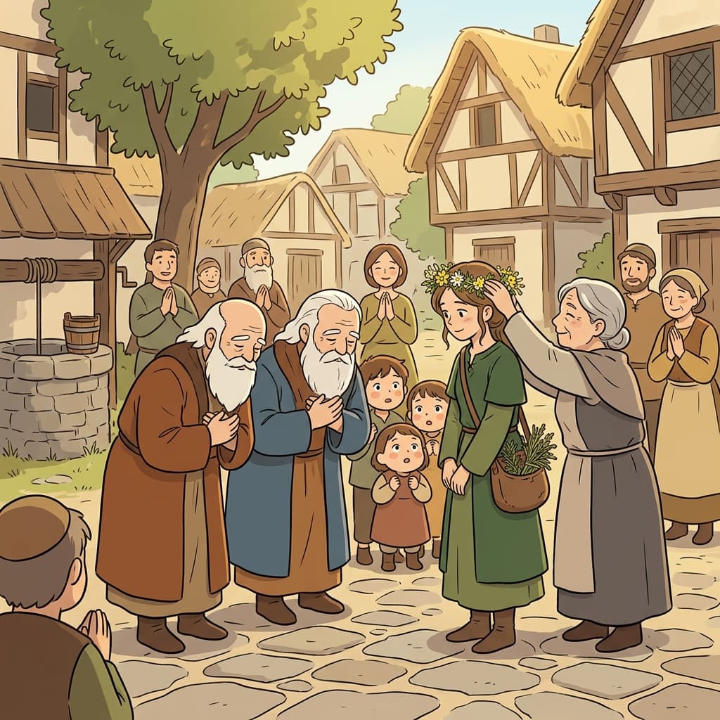 마을 어른들이 젊은 치유사를 진심으로 존경한다.