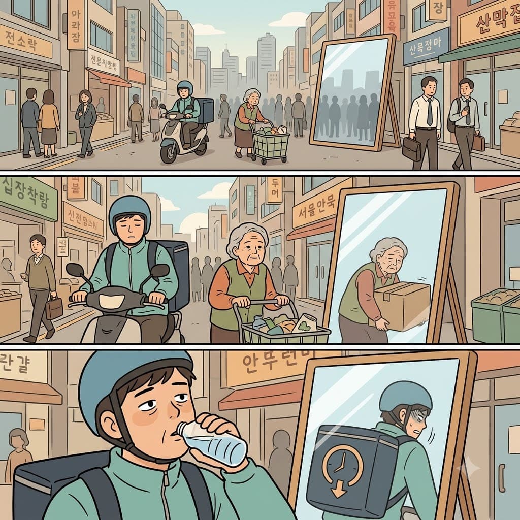 그 영화는 도시의 모습을 비추고, 평범한 사람들에게 가까이 다가갈수록 그 문제를 더 선명하게 드러낸다.