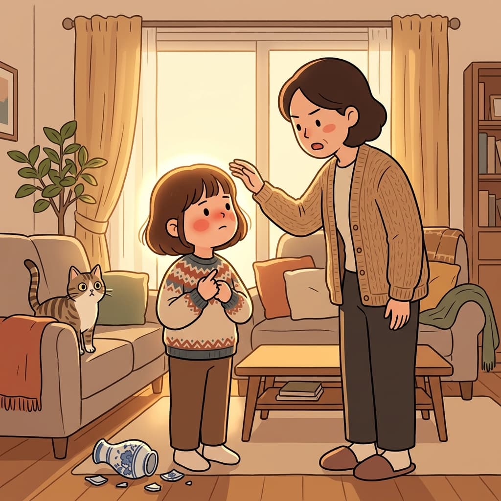 깨진 꽃병에 대해 솔직하게 말했다. 혼날 걸 알면서도.