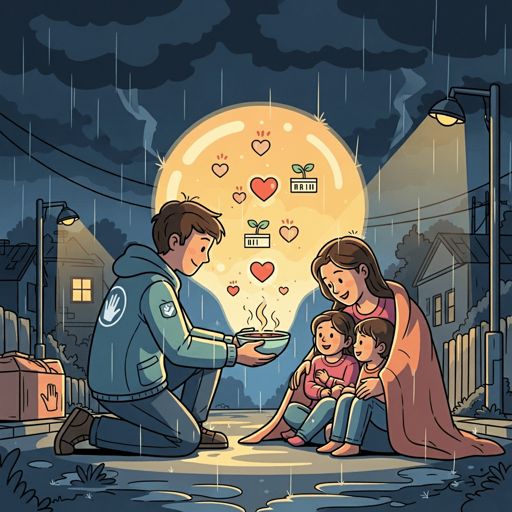 인도주의적 행동에 무대는 필요 없다 — 모든 친절한 행동이 더 나은 장을 만든다.
