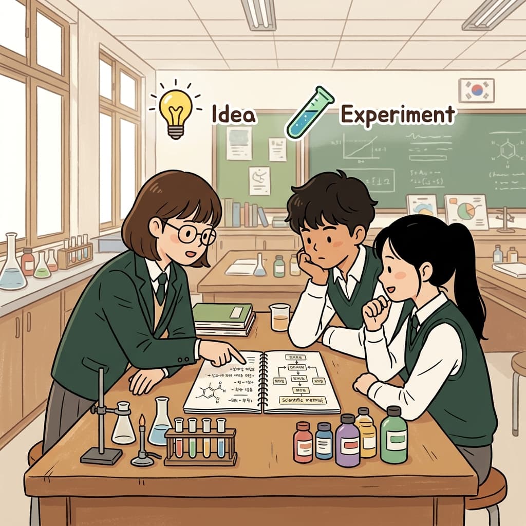 학생들은 실험을 시작하기 전에 가설을 함께 논의했다.