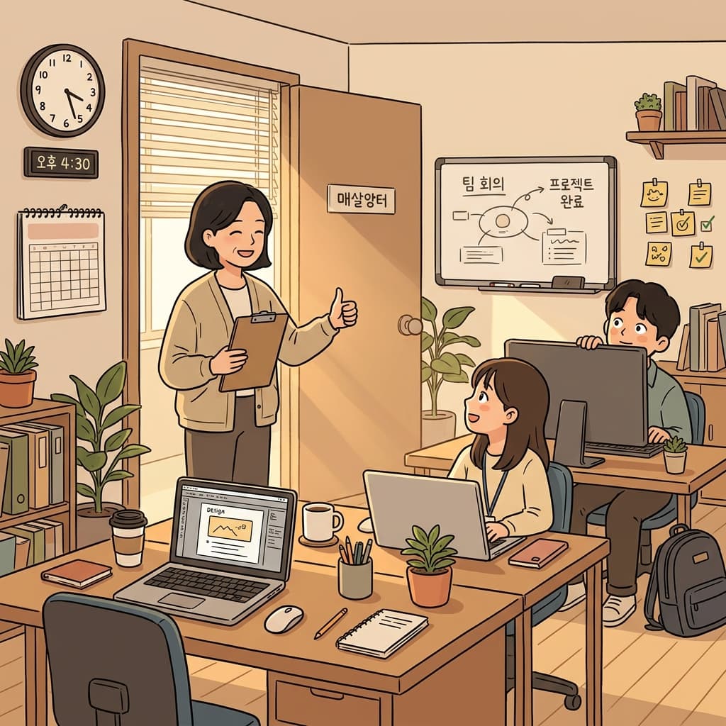 매니저가 오늘은 상황 봐서 일찍 퇴근해도 된대.
