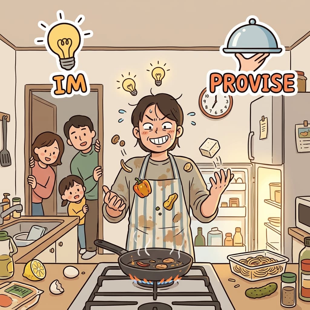 셰프는 냉장고에 남은 재료로 즉흥적으로 저녁을 만들어야 했다.