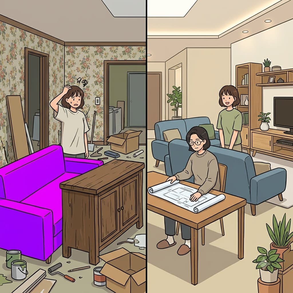 가구와 색상이 하나의 조화로운 인테리어로 통합되었다(integrated). (인테그레이션 → 인테리어를 하나로 통합)