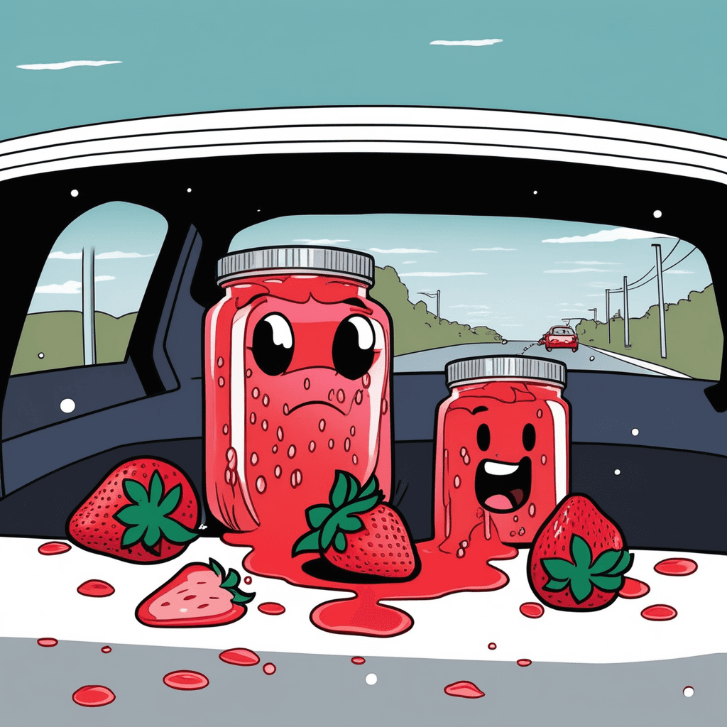 잼(jam)이 길을 막아서 교통체증! 달콤한 잼이 끈적하게 달라붙어 꼼짝달싹 못해요!