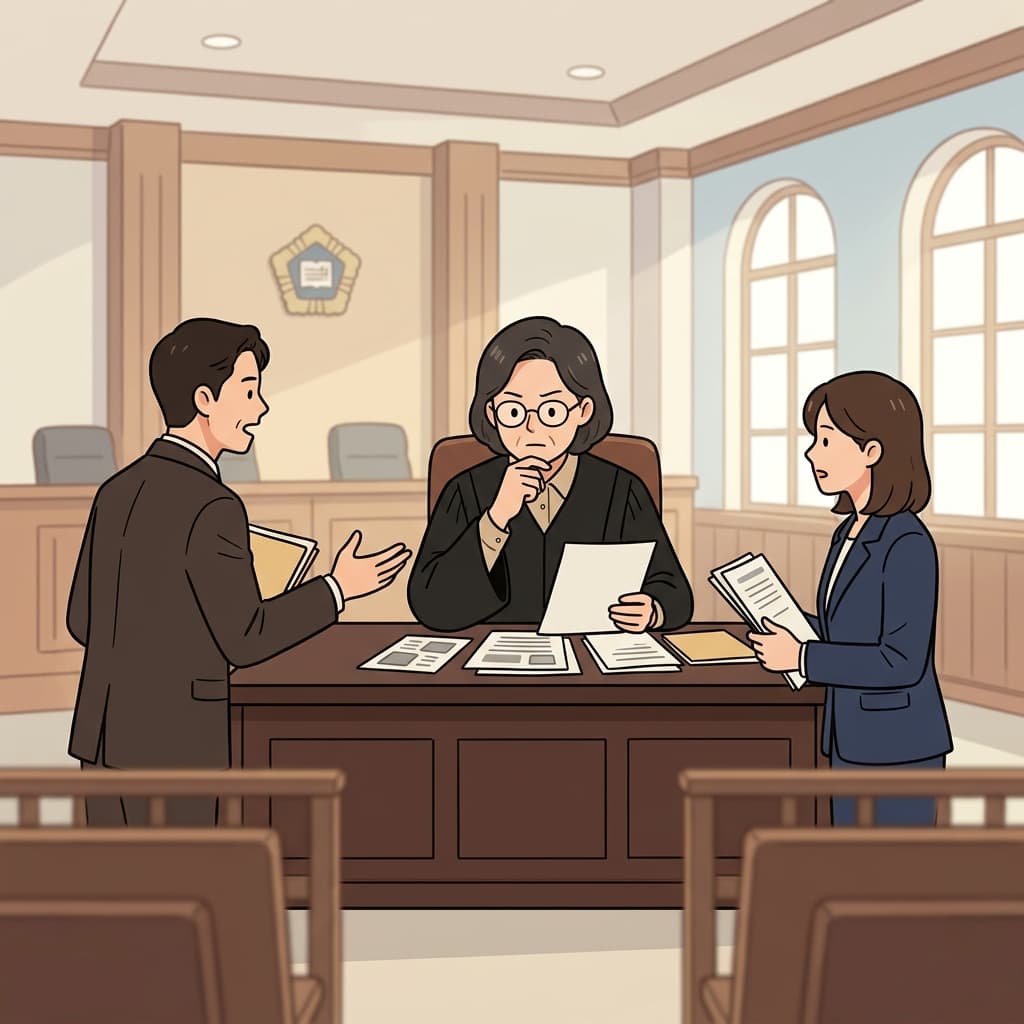 판사는 결정을 내리기 전에 양측의 이야기를 신중히 들었다.