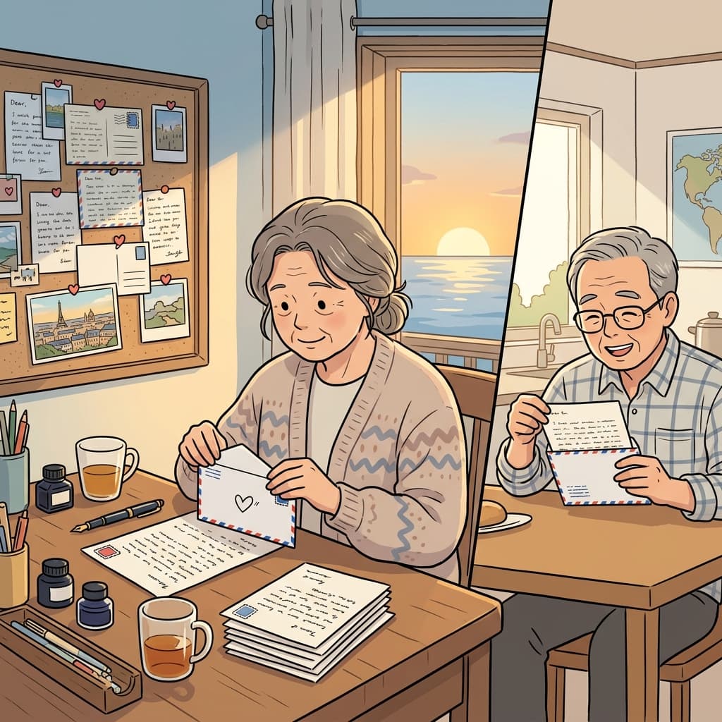 오래된 친구들이 매달 편지로 안부를 주고받는다.
