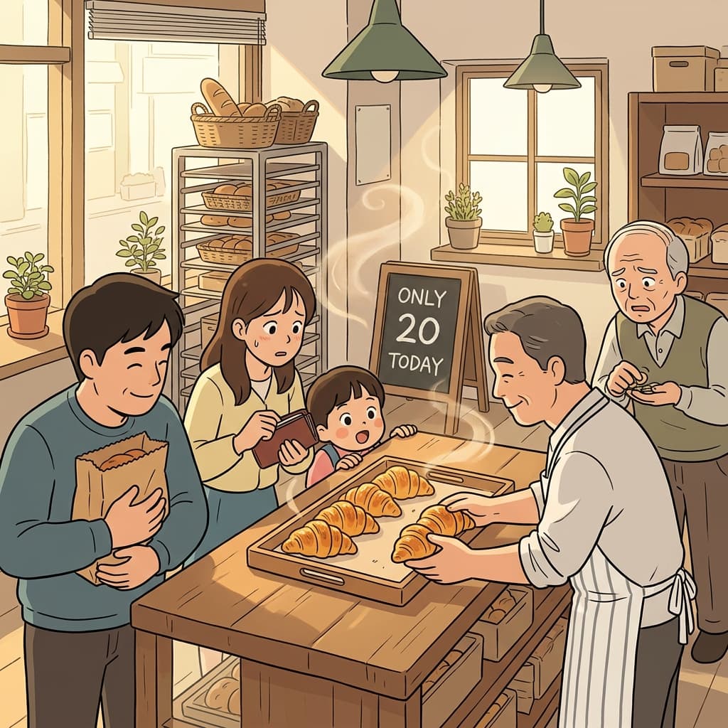 오늘 크루아상은 딱 20개만, 한정 판매래요.