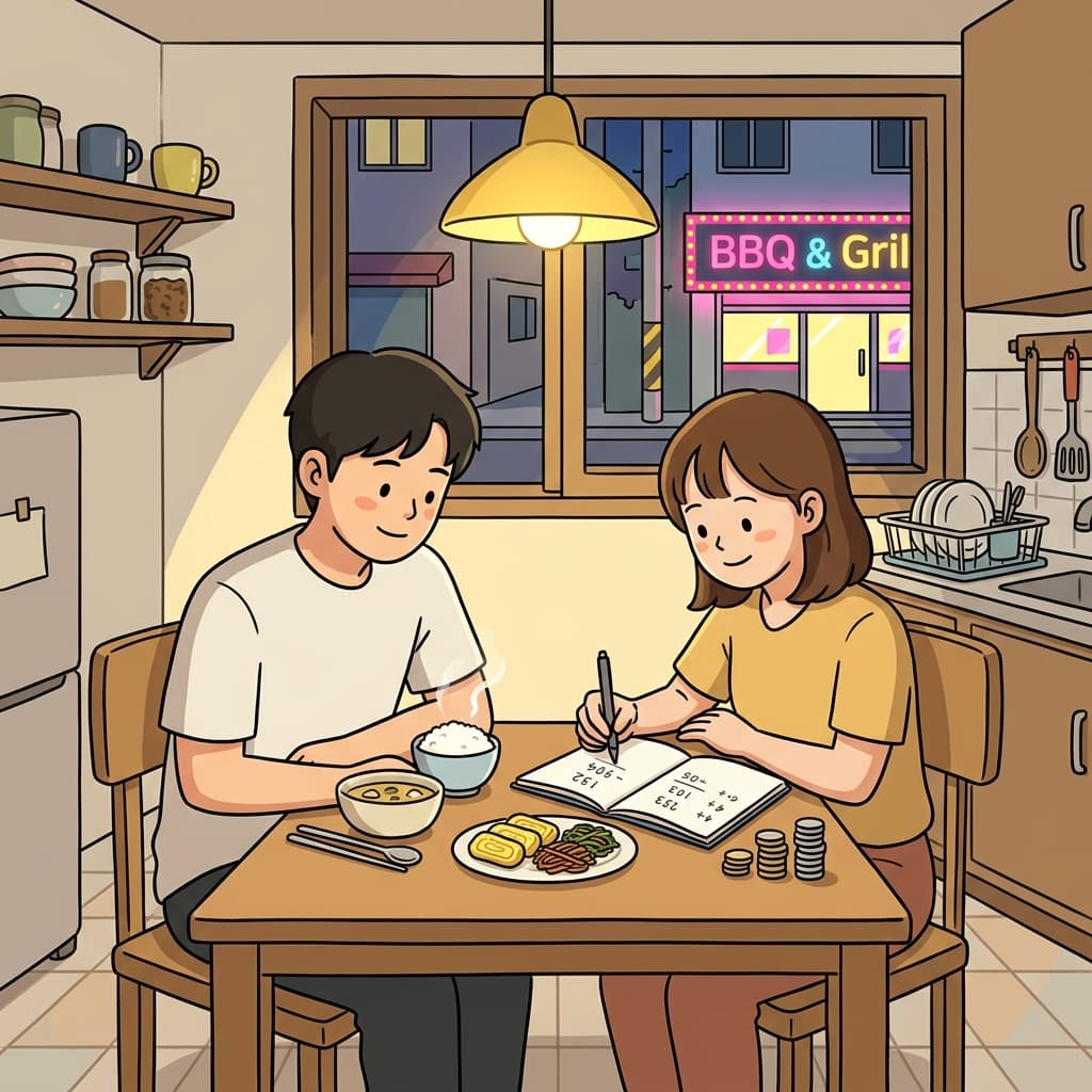외식 대신 집밥으로 분수에 맞게 산다.