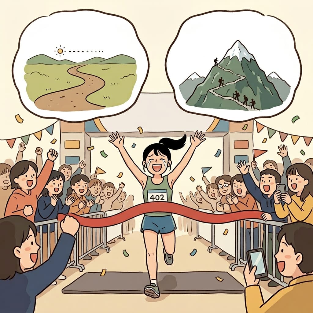 마라톤 완주는 그의 가장 큰 성취가 되었다.