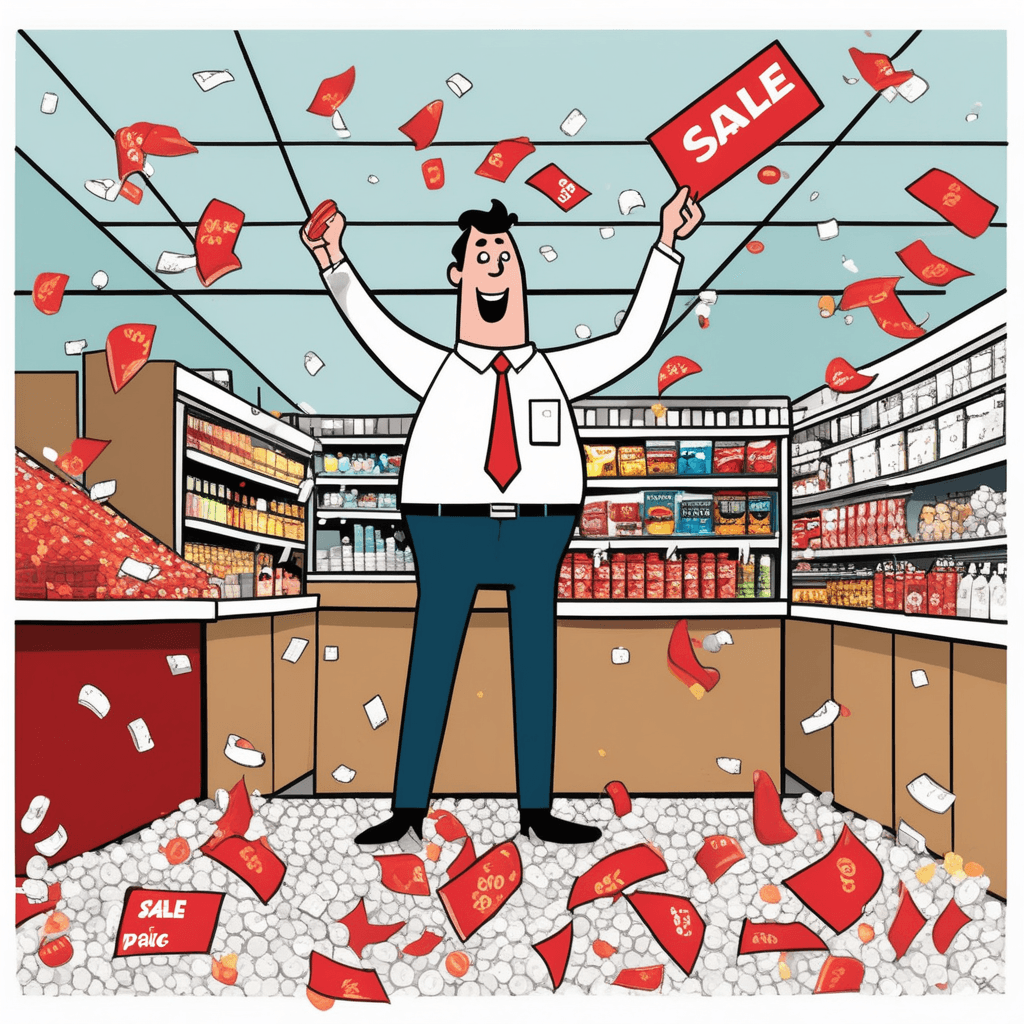 마트에서 마커로 가격표를 다운! 가격이 뚝뚝 떨어진다!