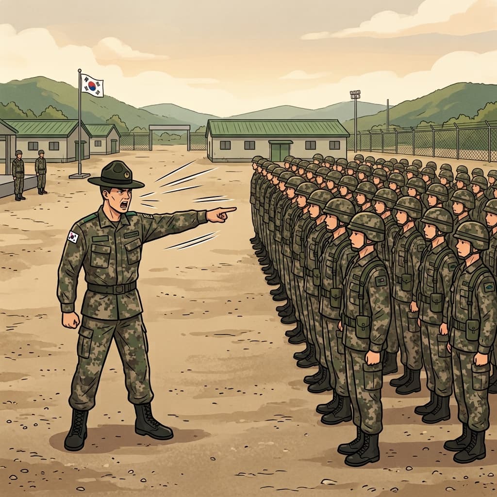 교관이 "말 잘!"이라고 외치자 모든 군인이 즉시 대형을 갖추었다. ("말 잘!" → 군인은 명령을 '말 잘' 듣는다)