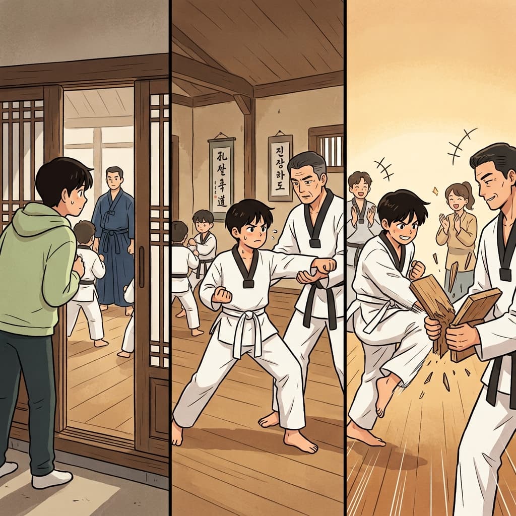 일부만 배웠지만 그는 인상적인 무술 동작을 선보였다.