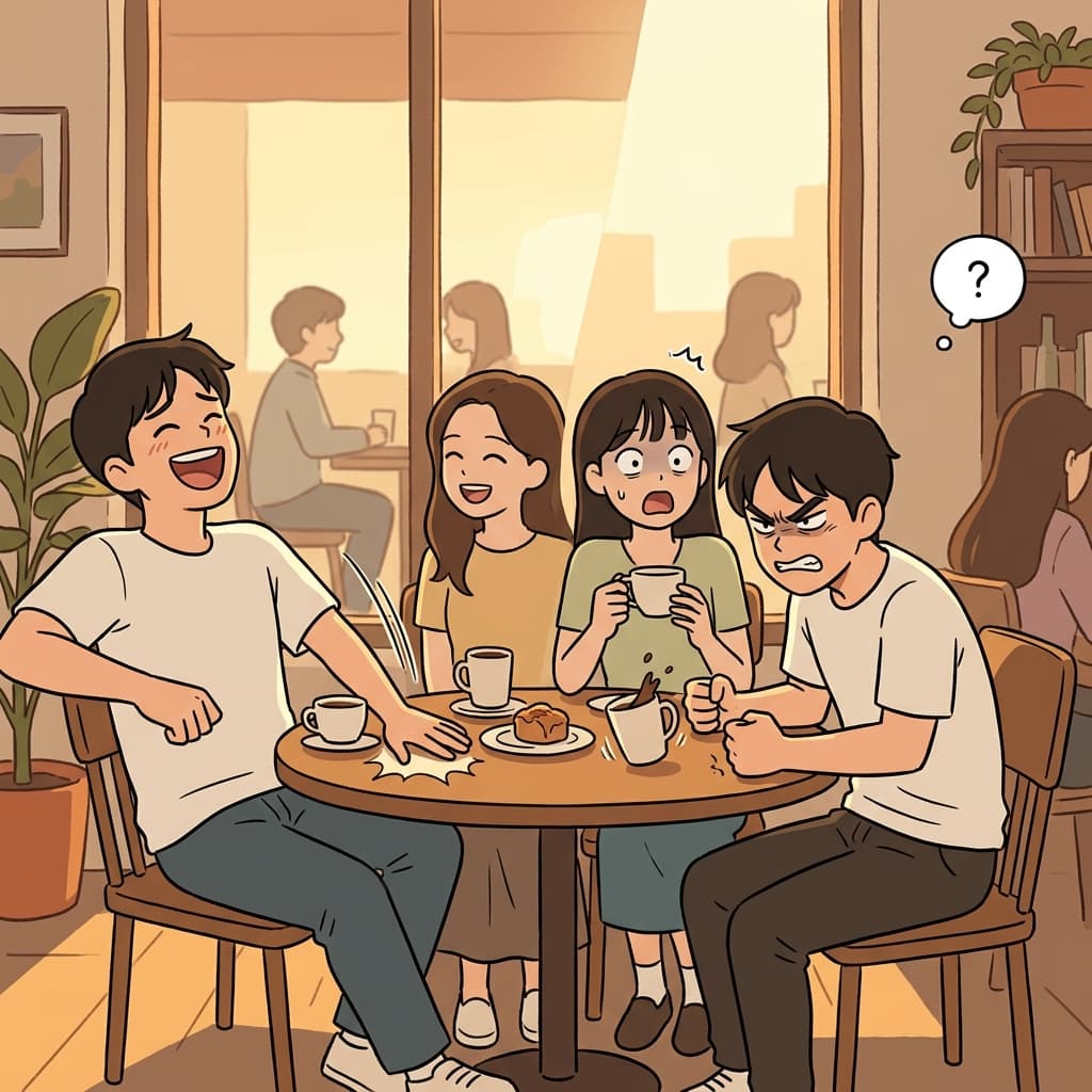 그의 기분은 한순간에 웃음에서 분노로 확 바뀌었다.