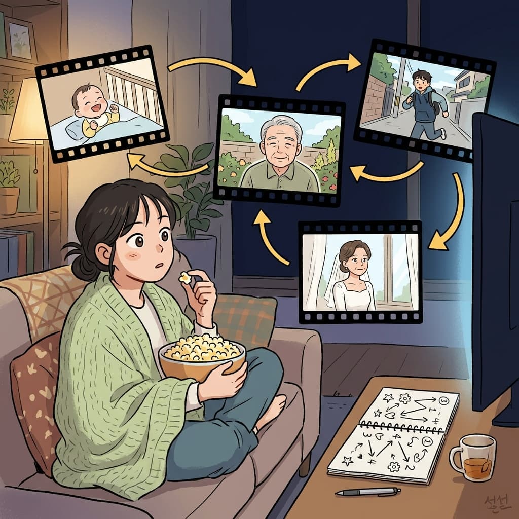 이 영화는 시간 순서를 마구 뒤섞어서 봐야 이해가 된다.