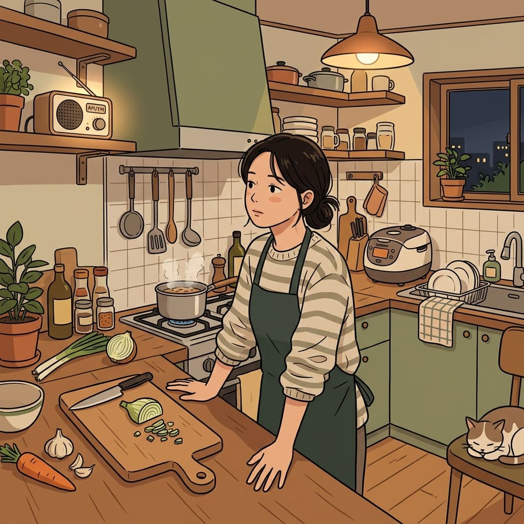 오래된 노래가 흘러나왔다 — 그리고 그녀는 돌아갈 수 없는 삶에 대한 향수에 즉시 빠져들었다.