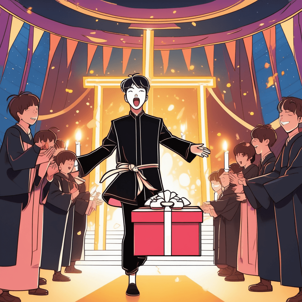 어! 블랙팬이 션(선물)을 제단에 바친다! 종교적 헌납!