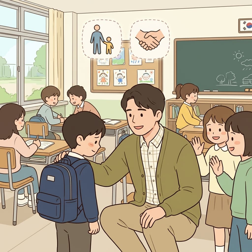 선생님은 모든 신입 학생에게 아버지 같은 따뜻함을 보여 주었다.